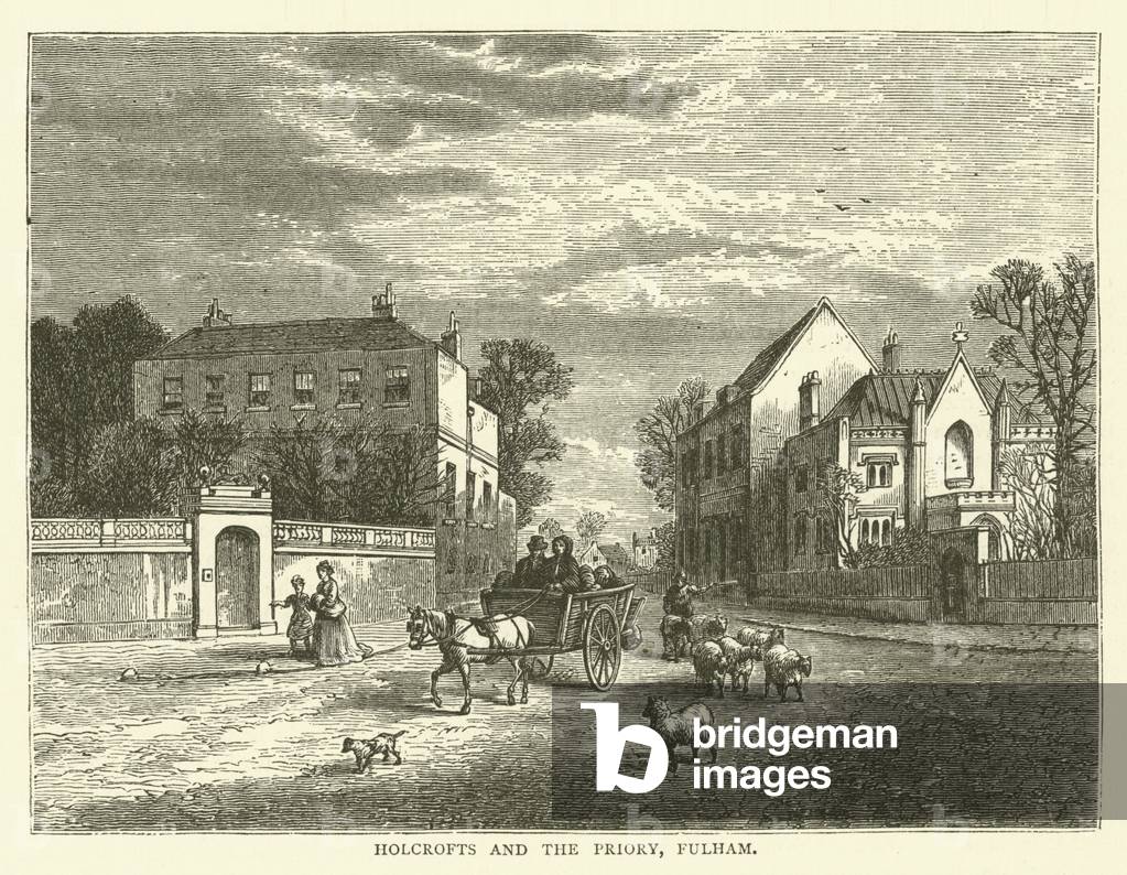 Holcrofts and the Priory, Fulham (engraving)