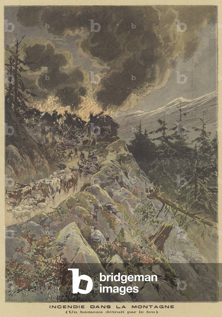 Fire in the mountains (colour litho)