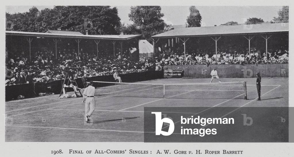1908, Final of All-Comers' Singles, A W Gore v H Roper Barrett (b/w photo)