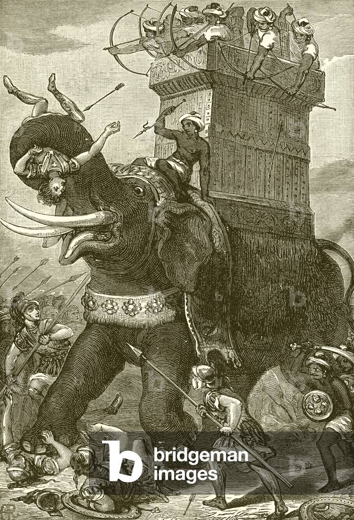 War elephant in the army of King Darius (engraving)
