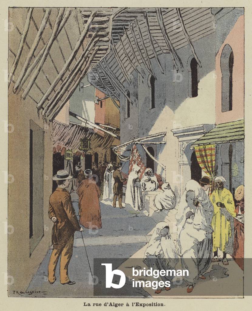 The Algiers street at the Exposition Universelle 1900 (colour litho)