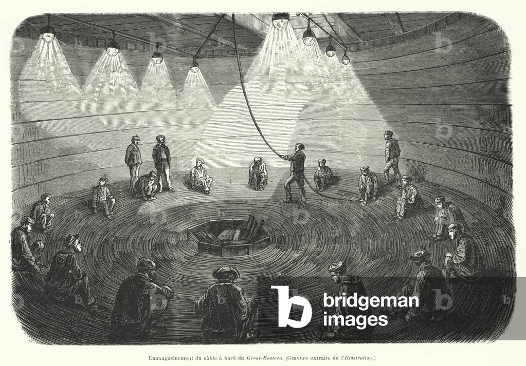 Emmagasinement du cable a bord du Great-Eastern (engraving)