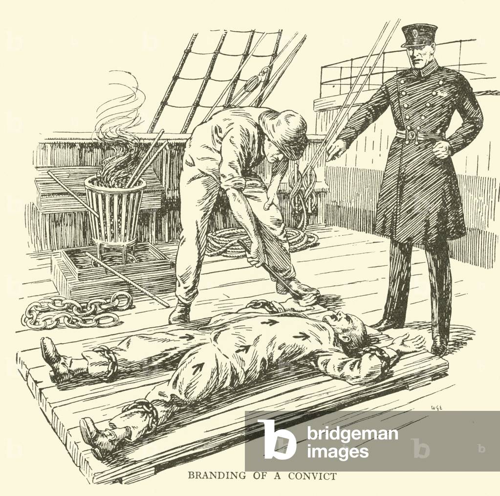 Branding a convict (litho)