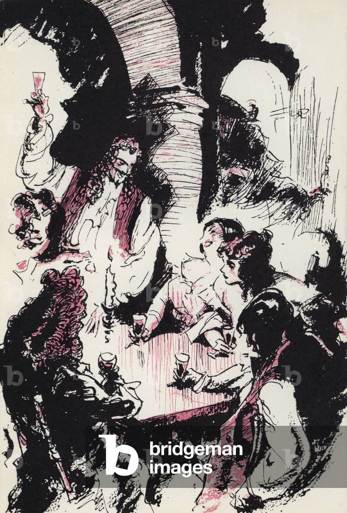 Illustration for Moll Flanders by Daniel Defoe (colour litho)