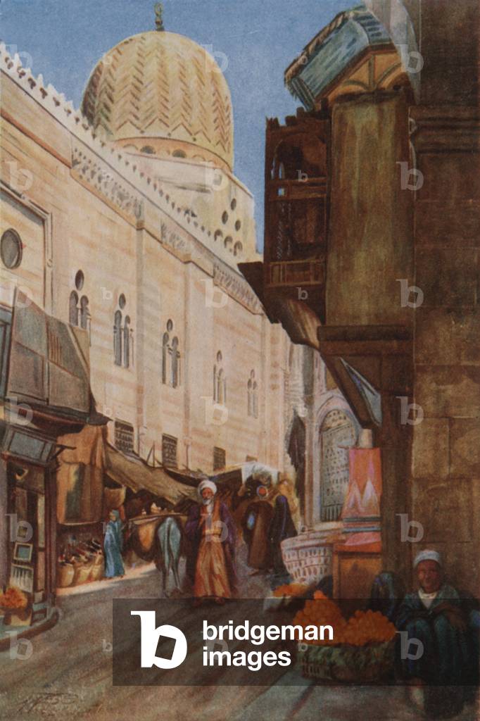 The Dome of El Moaiyad from Bab Zuweyleh, Damascus (colour litho)