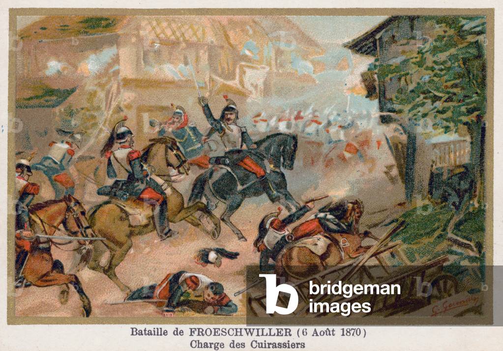 Battle of Froeschwiller, Charge of the Cuirassiers (chromolitho)