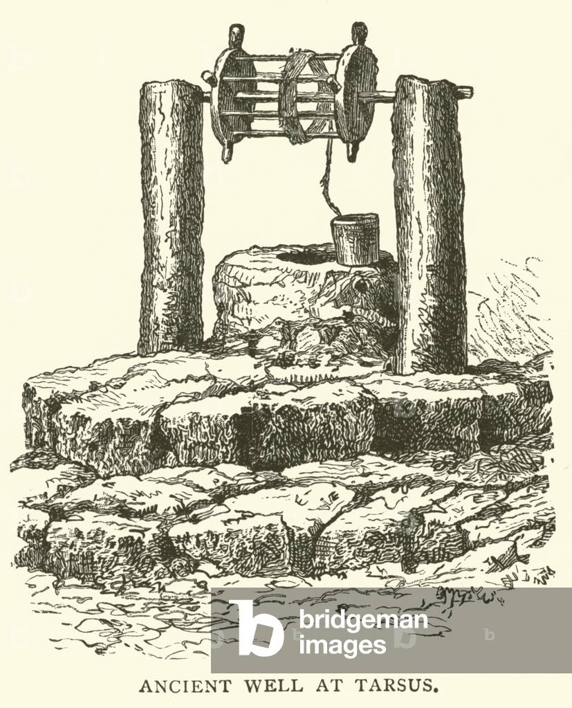 Ancient well at Tarsus (engraving)