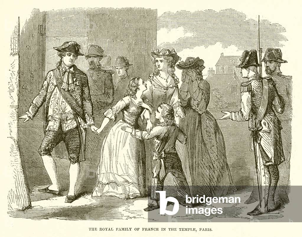 The Royal Family of France in the Temple, Paris (engraving)