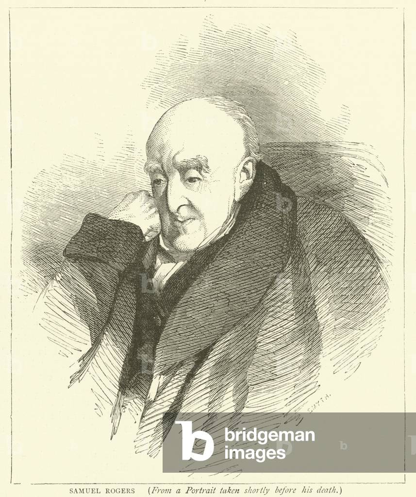 Samuel Rogers, from a portrait taken shortly before his death (engraving)