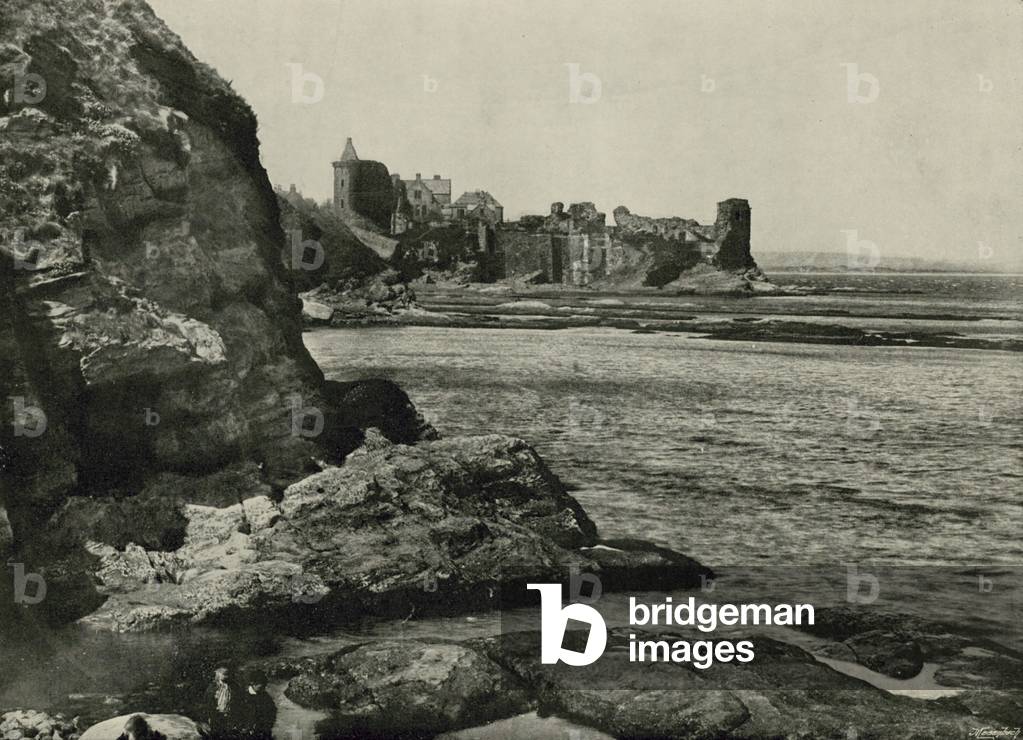 St. Andrews, the Castle, seen from the South-East (b/w photo)