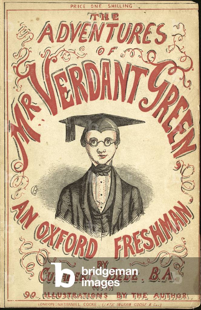 Cover illustration for The Adventures of Mr Verdant Green An Oxford Freshman (engraving)
