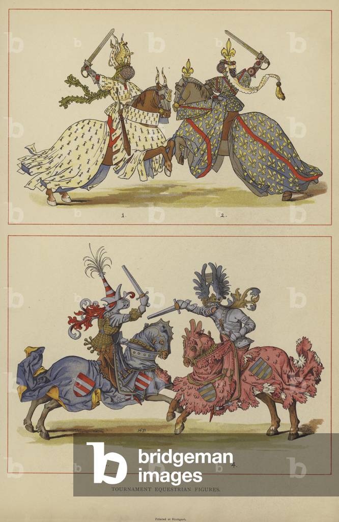 Tournament Equestrian Figures (colour litho)