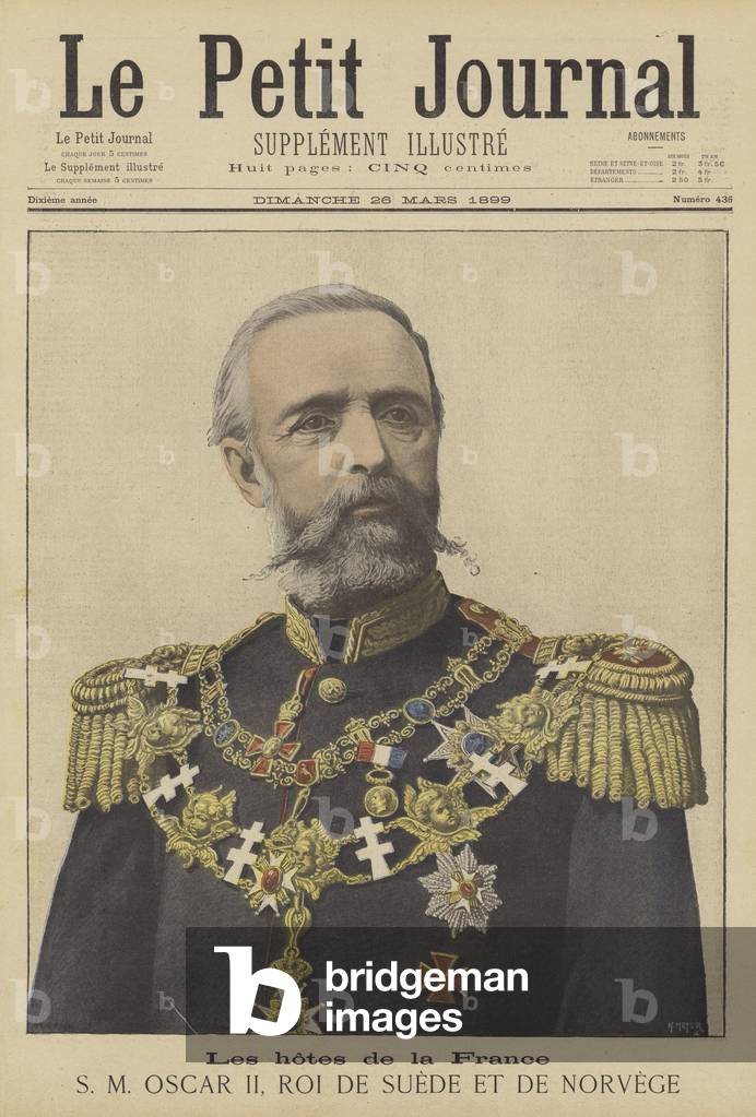Guests of France; Oscar II, King of Sweden and Norway (colour litho)