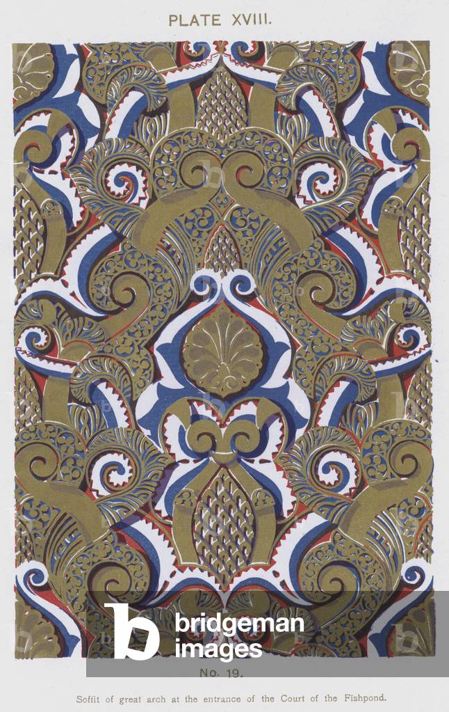 Soffit of great arch at the entrance of the Court of the Fishpond (colour litho)
