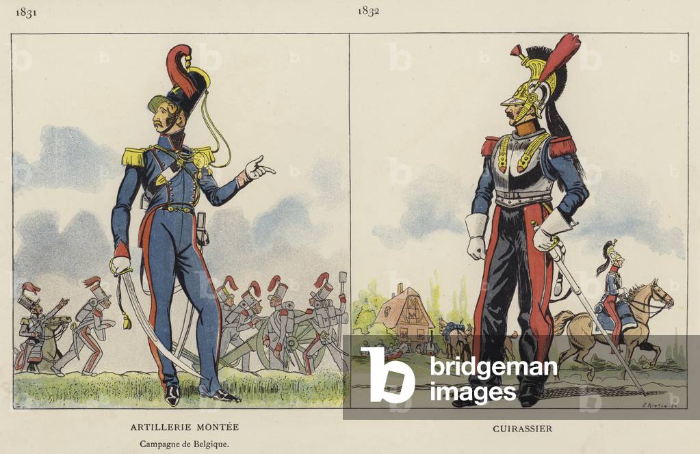 Artillerie Montee, 1831; Cuirassier, 1832 (colour litho)