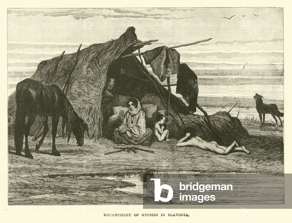 Encampment of gypsies in Slavonia (engraving)