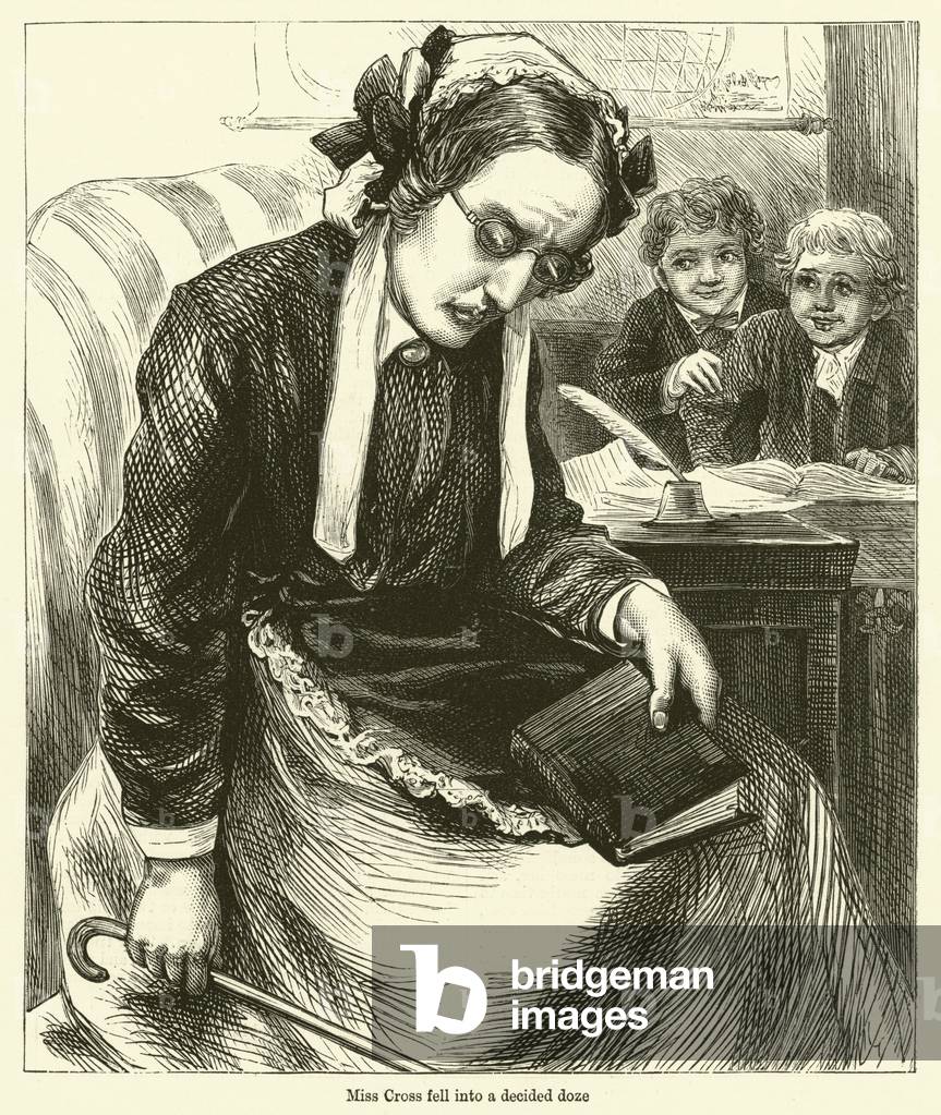 Miss Cross fell into a decided doze (engraving)