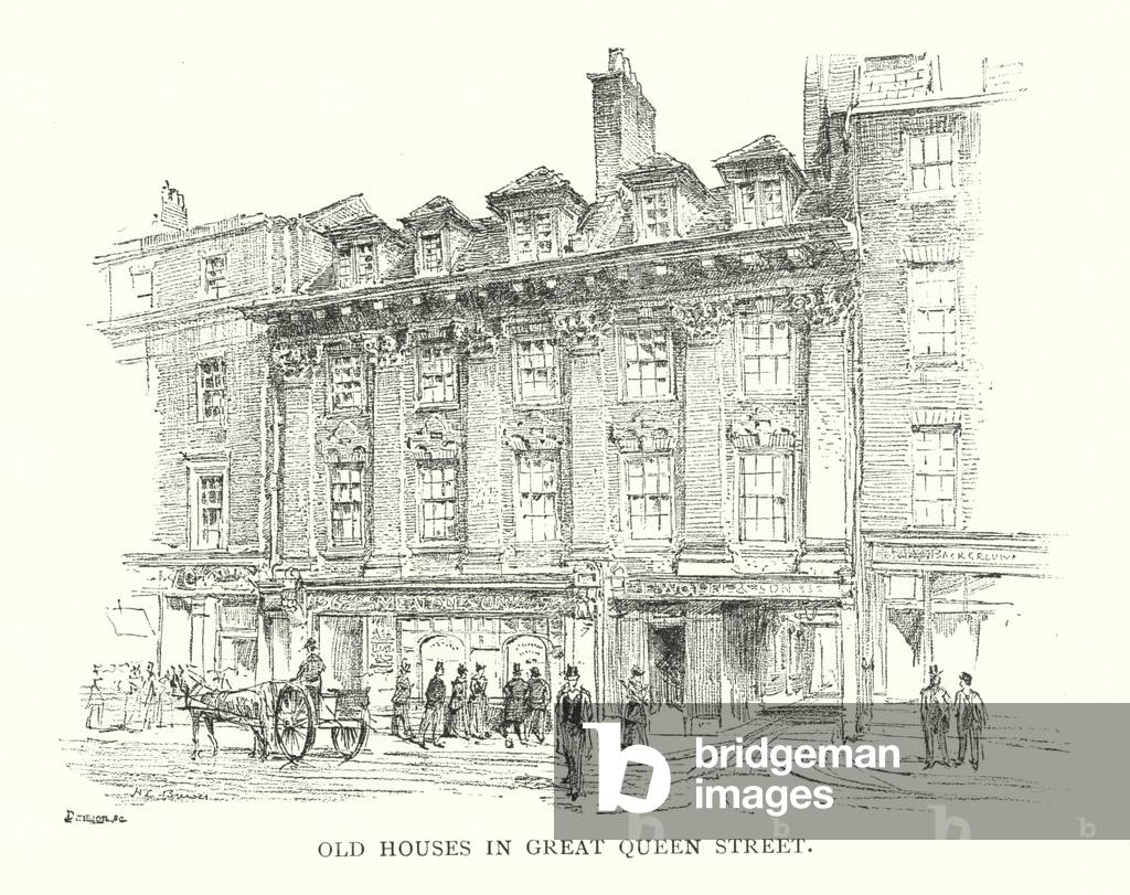 Old Houses in Great Queen Street (litho)
