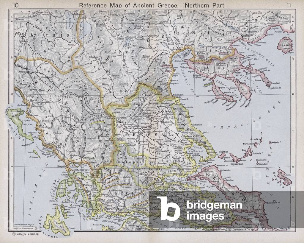 Reference Map of Ancient Greece, Northern Part (colour litho)