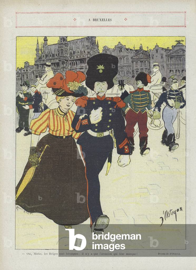 In Brussels. Illustration for Le Rire (colour litho)