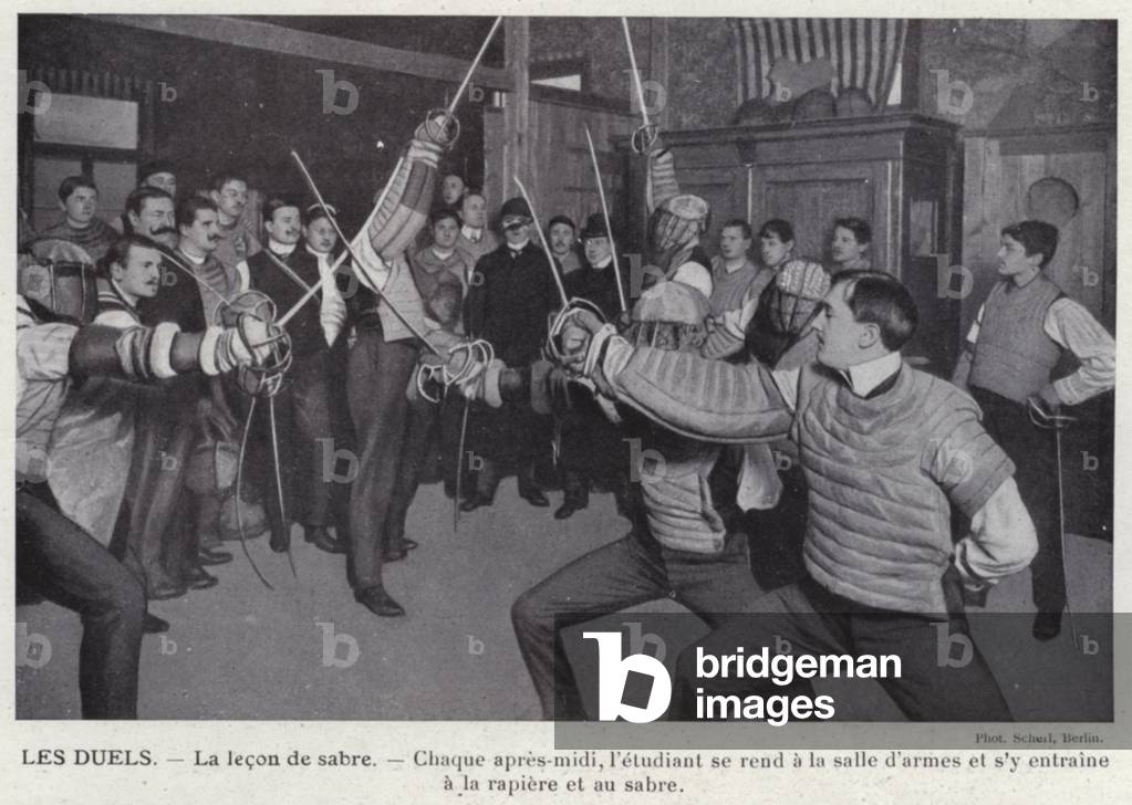 Les Duels, La lecon de sabre (b/w photo)