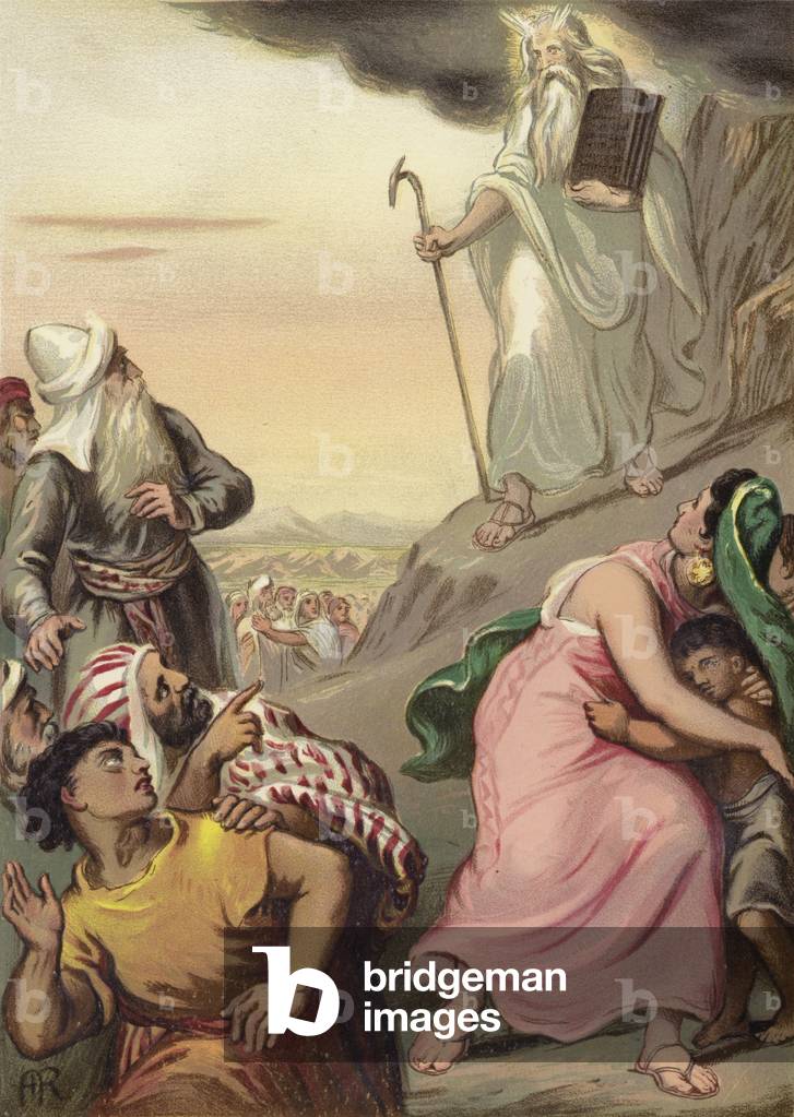 Moses coming down Mount Sinai (chromolitho)