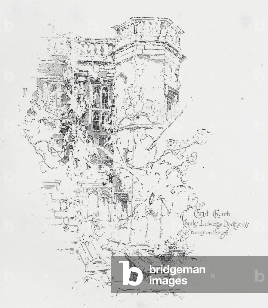 Room of English author Charles Lutwidge Dodgson (Lewis Caroll), Christ Church College, Oxford (litho)