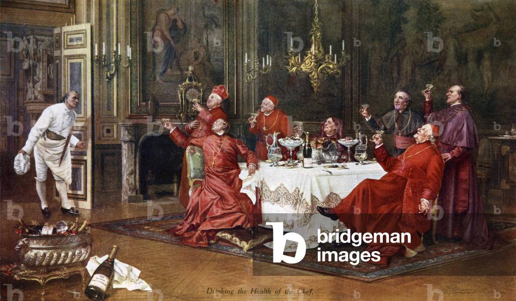 Moet et Chandon, Drinking the Health of the Chef (colour litho)