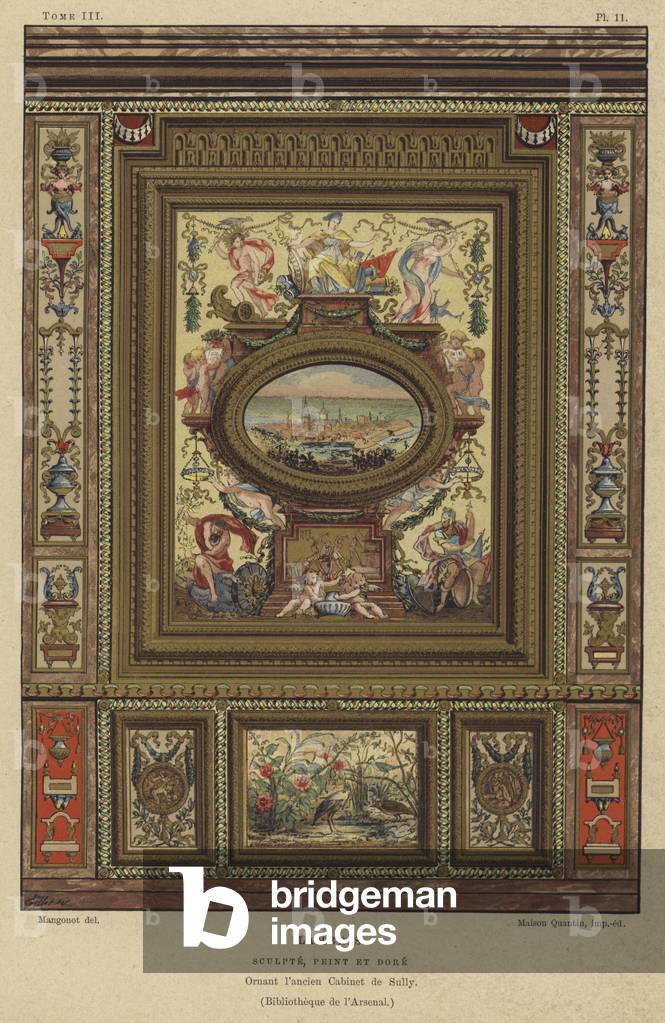 Carved, painted and gilded panelling (colour litho)