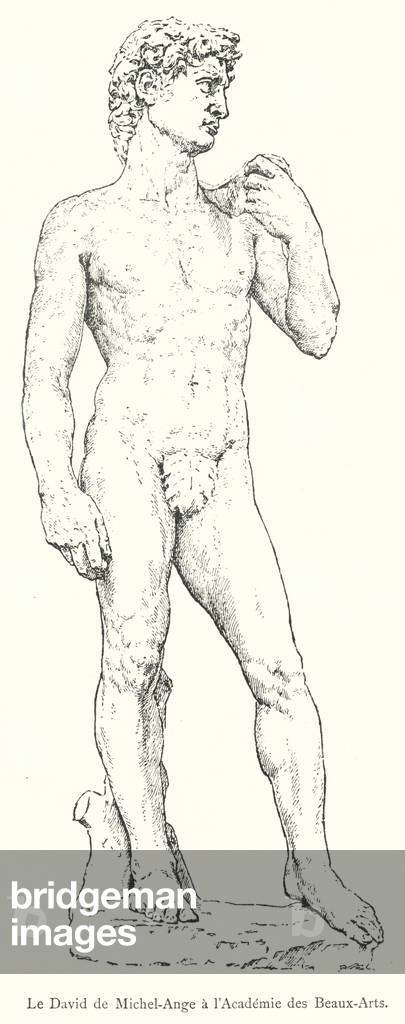 Le David de Michel-Ange a l'Academie des Beaux-Arts (engraving)