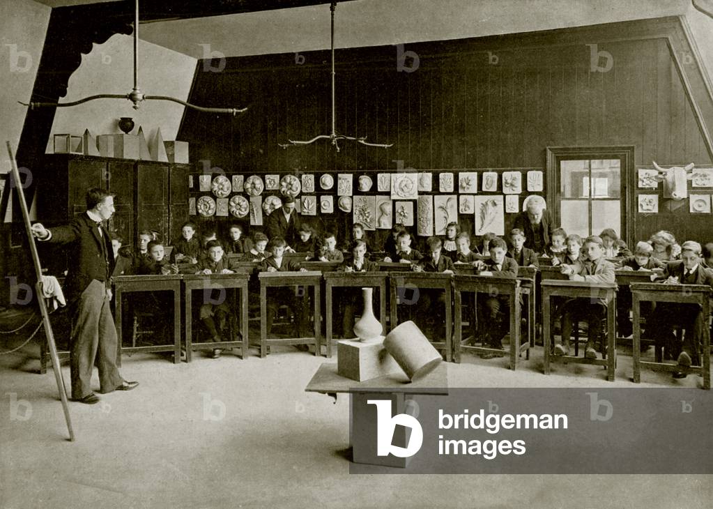 Art Teaching in a London Board School (b/w photo)