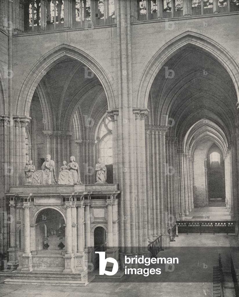 Paris: Left Nave of the Cathedral of St Denis (b/w photo)