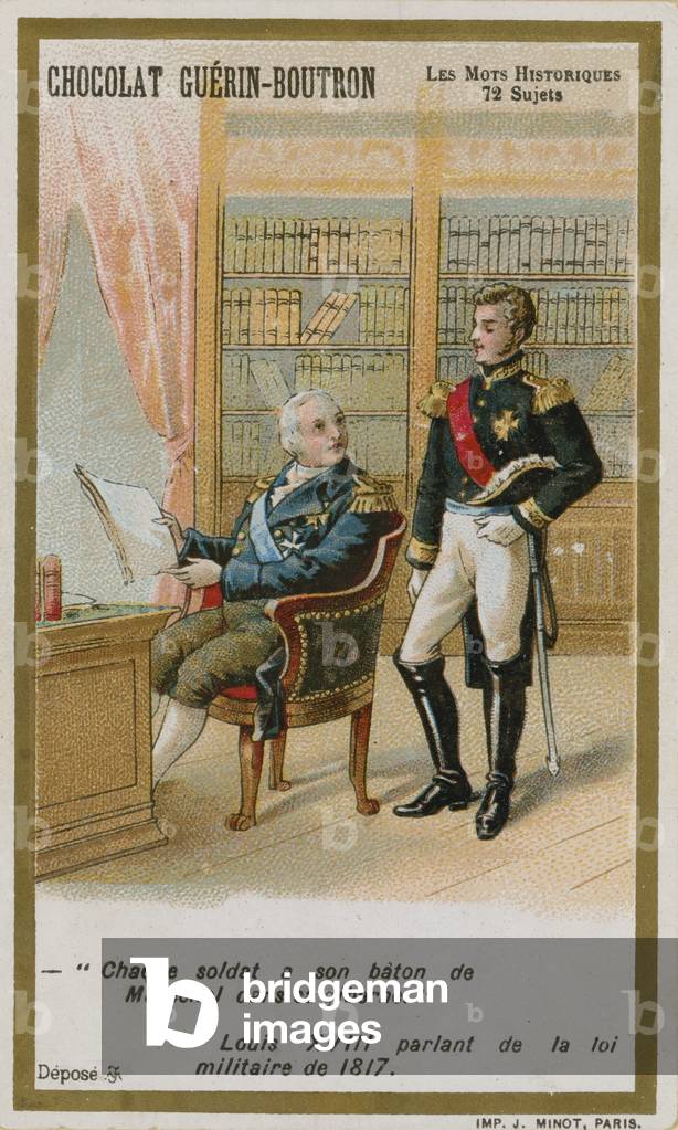 Chocolat Guerin-Boutron trade card, Historic Words series (chromolitho)