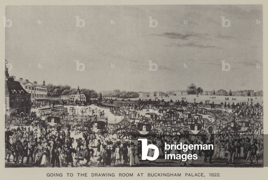 Going to the Drawing Room at Buckingham Palace, 1822 (engraving)