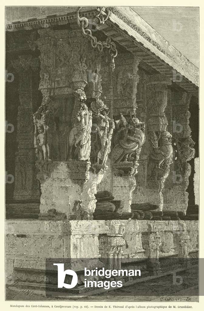 Mandapam des Cent-Colonnes, a Condjeveram (engraving)