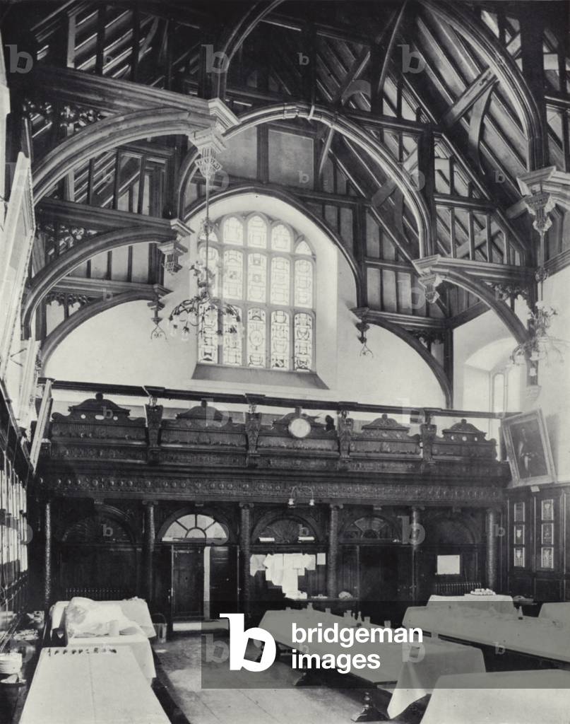 Holborn, Gray's Inn, Interior of the Hall, 1556-1560, looking West (b/w photo)