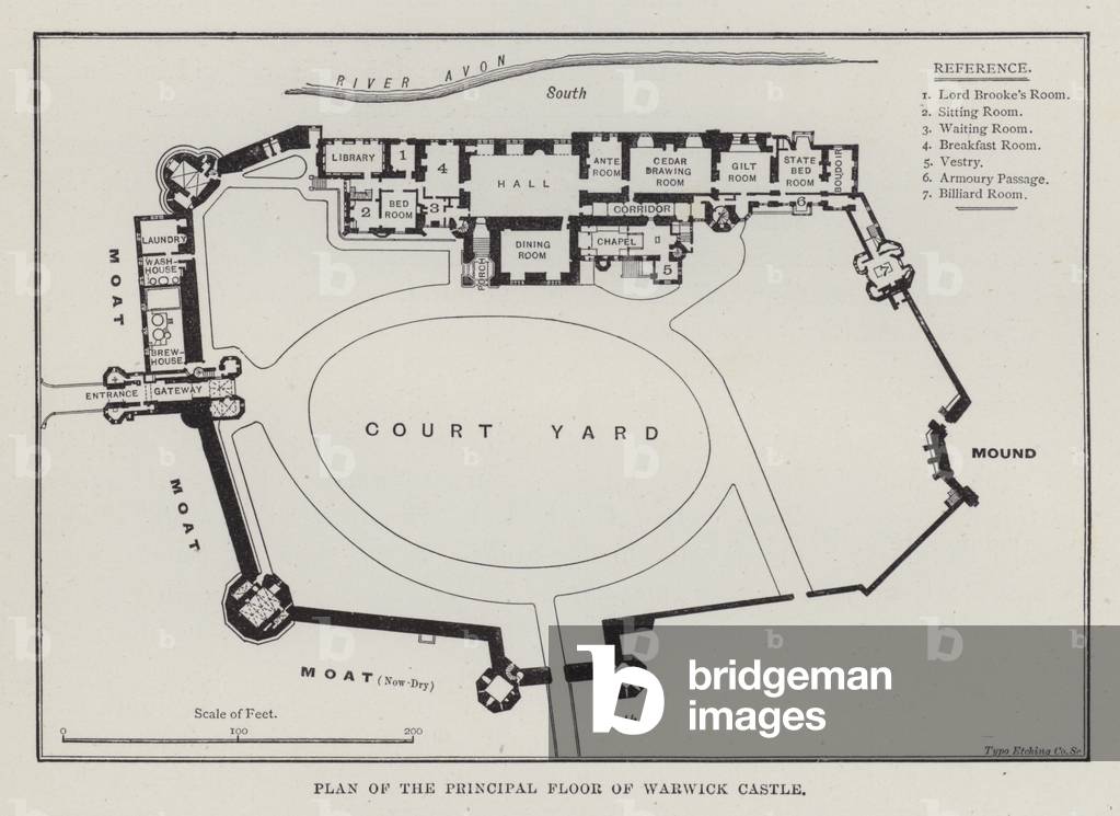 Plan of the Principal Floor of Warwick Castle (litho)