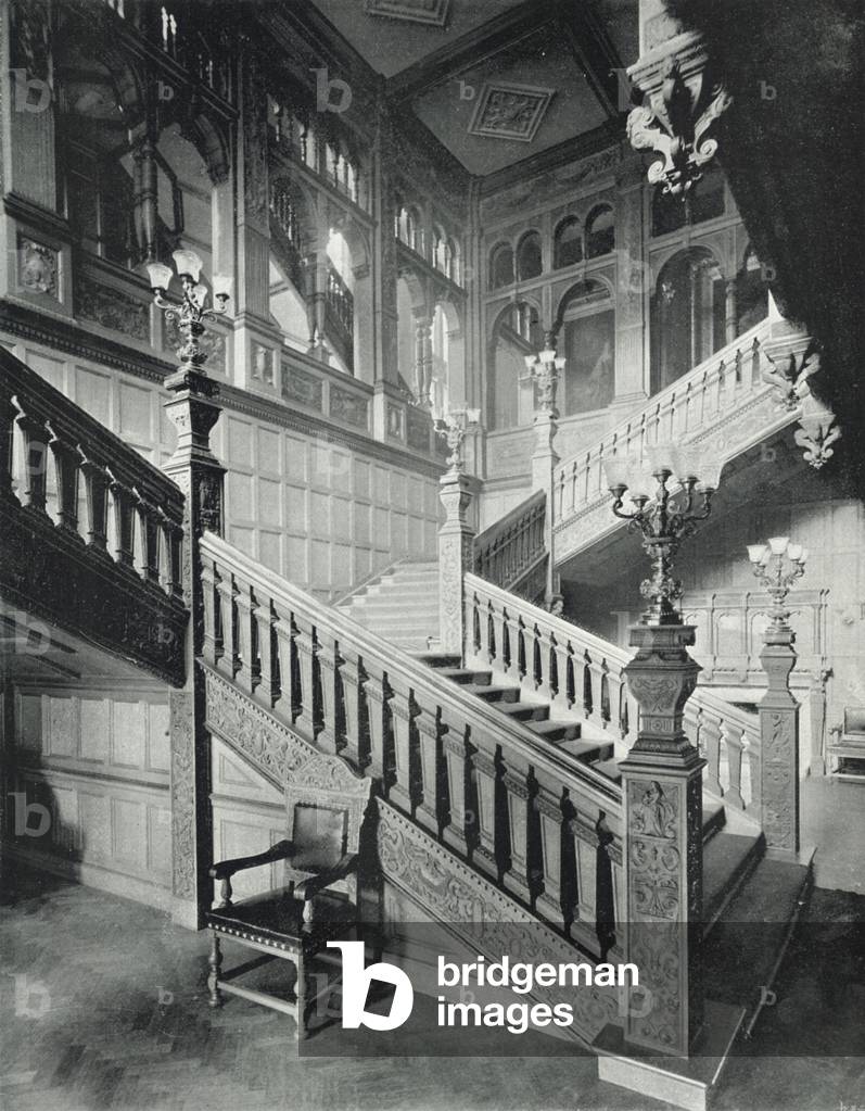 Grocers' Hall, the Staircase (b/w photo)