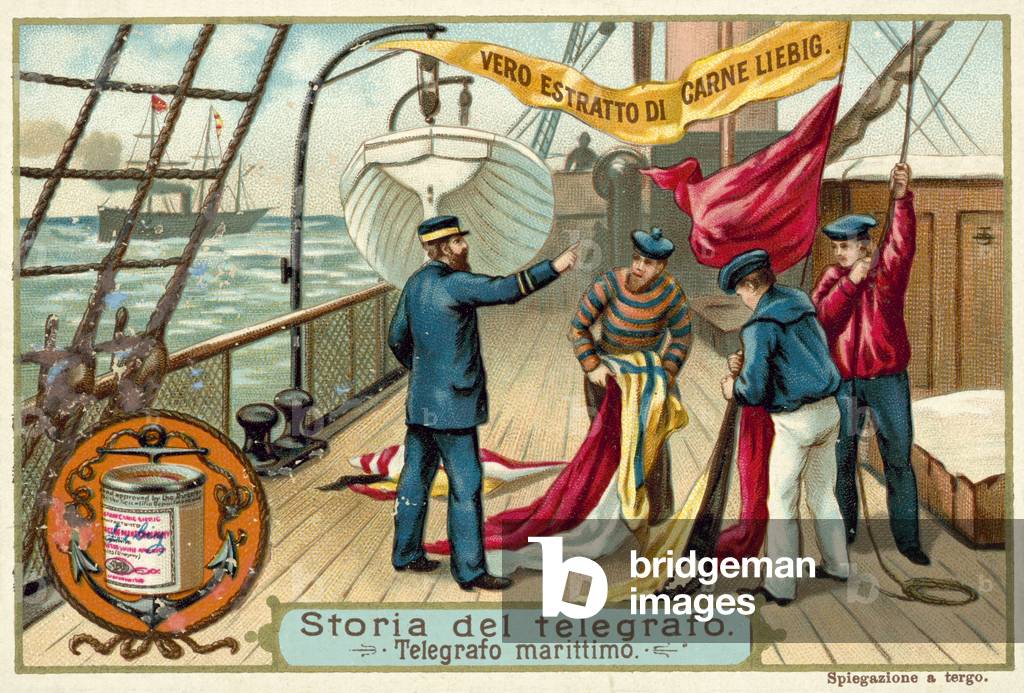 Signalling with flags at sea (chromolitho)