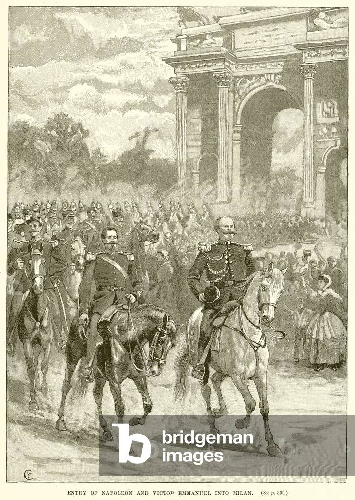 Entry of Napoleon and Victor Emmanuel into Milan (engraving)