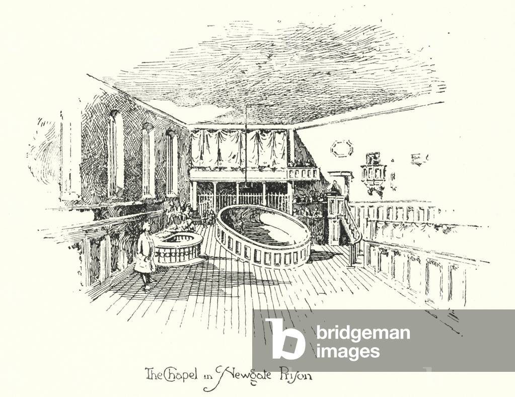 The Chapel, Newgate Prison, London (litho)