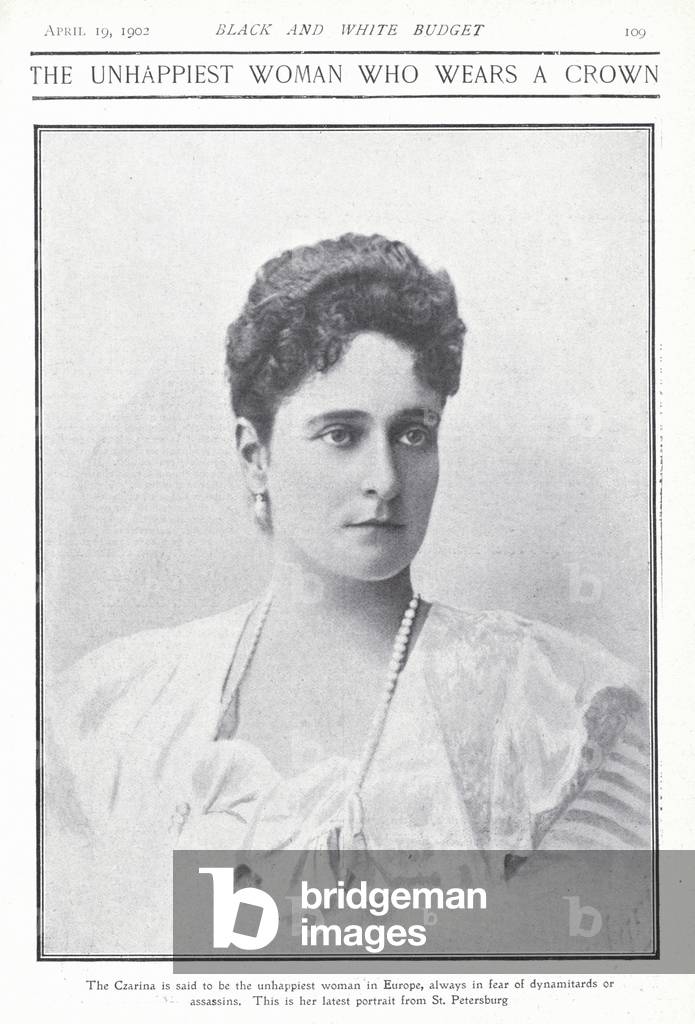 Tsarina Alexandra Feodorovna, consort of Tsar Nicholas II of Russia, 1902 (b/w photo)