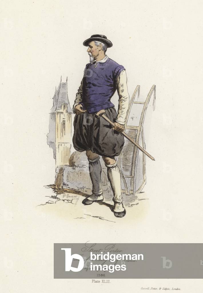 Street porter of the time of Henry III of France (coloured engraving)
