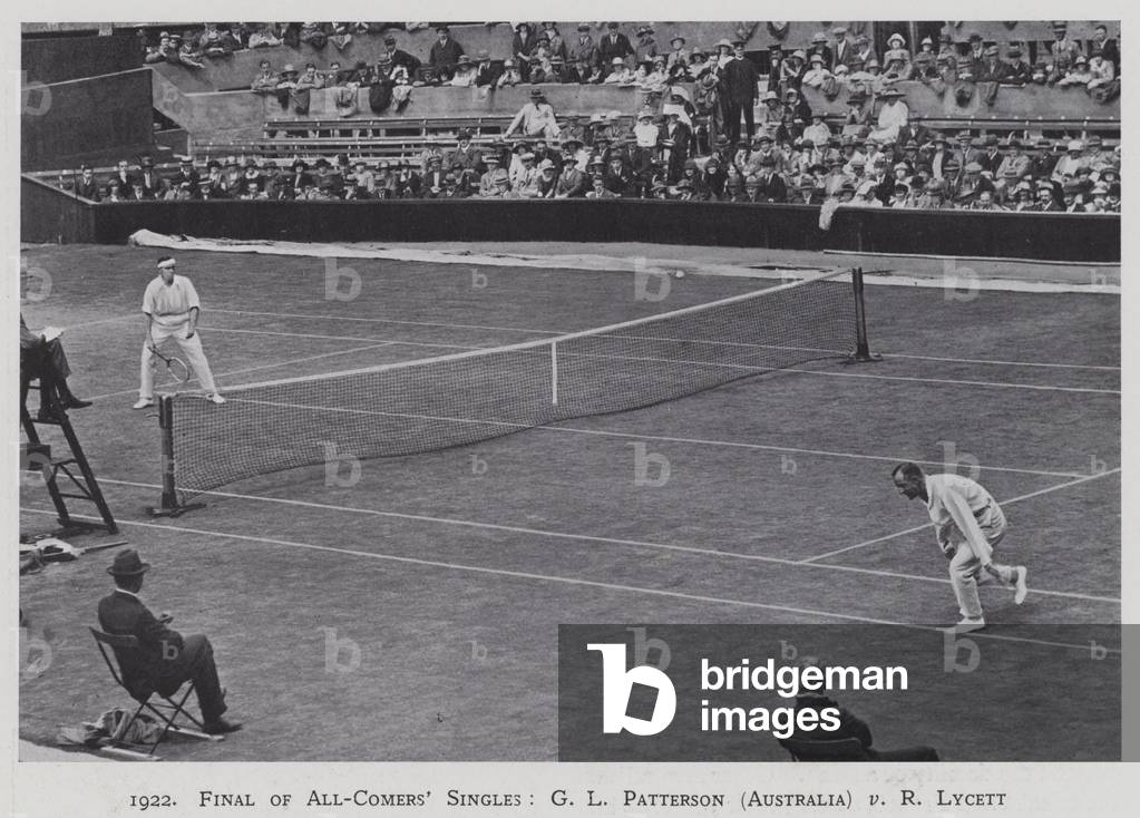 1922, Final of All-Comers' Singles, G L Patterson (Australia) v R Lycett (b/w photo)