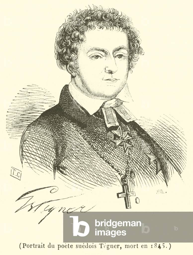Portrait du poete suedois Tegner, mort en 1845 (engraving)