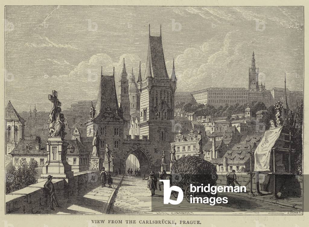 View from the Carlsbrucke, Prague (engraving)