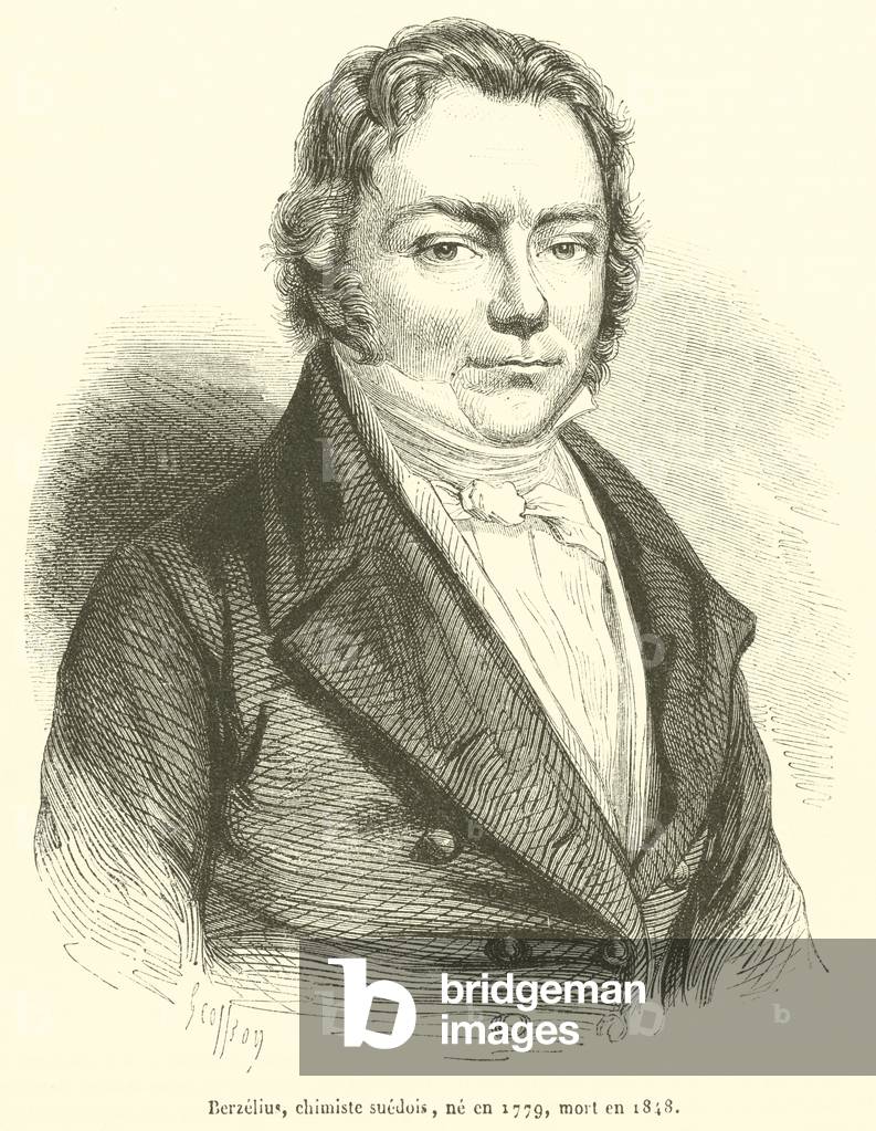 Berzelius, chimiste suedois, ne en 1779, mort en 1848 (engraving)