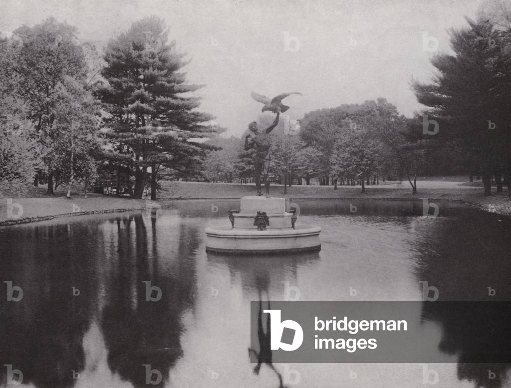 Providence, Rhode Island: Dyer Memorial Fountain, Roger Williams Park (b/w photo)