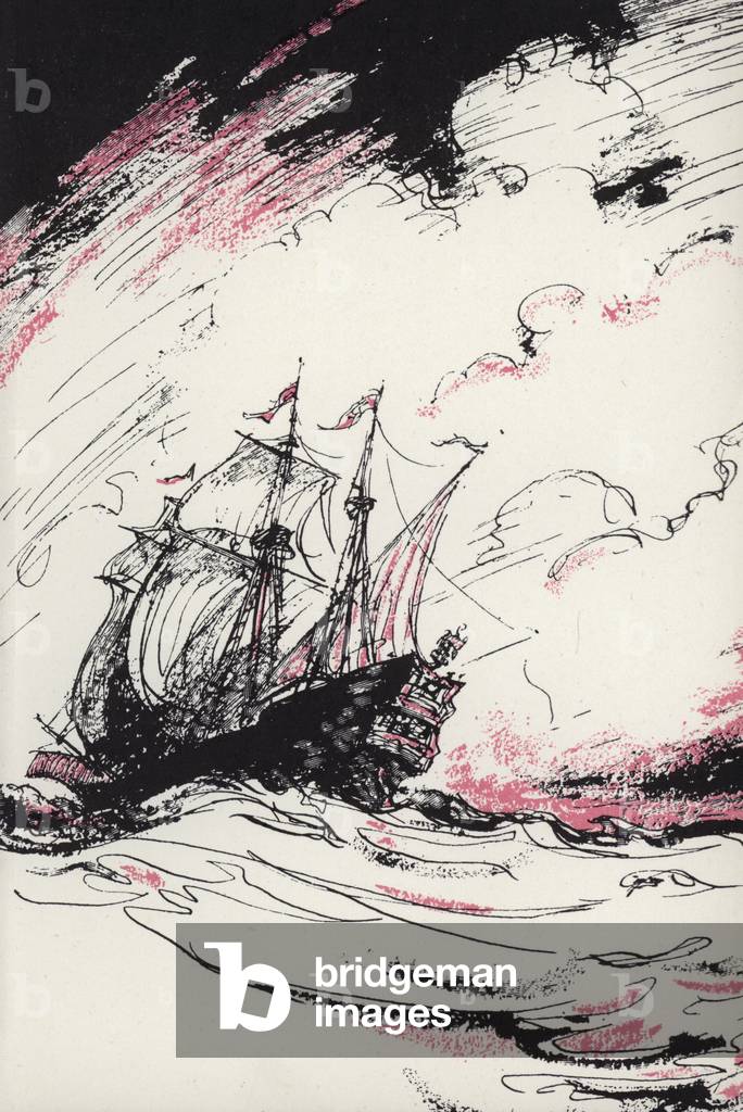 Illustration for Moll Flanders by Daniel Defoe (colour litho)