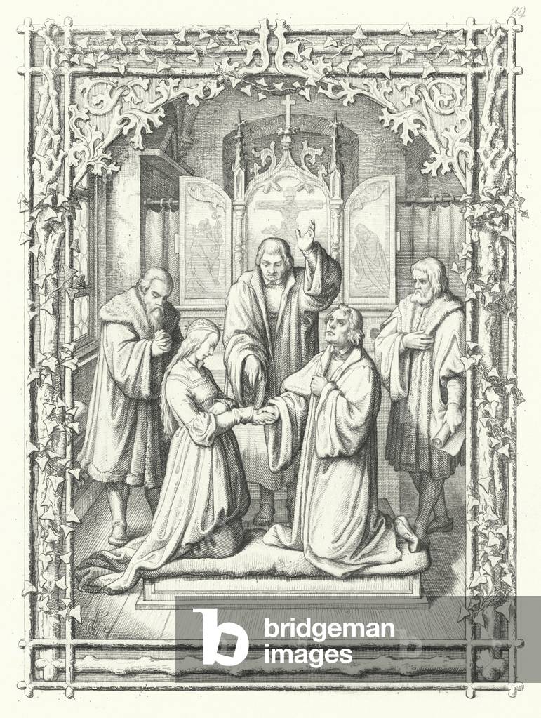 Martin Luther's marriage to Katharina von Bora, 13 June 1525 (engraving)